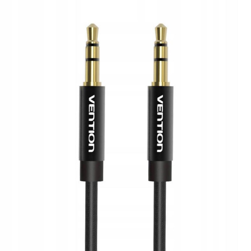 VENTION Fabric Braided 3.5mm Male to Male Audio Cable 0.5M Black Metal Type (BAGBD) (VENBAGBD)