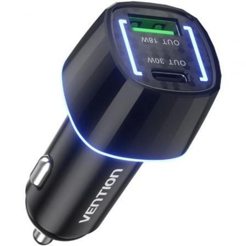 VENTION Two-Port USB C+A (30W+18W) Car Charger Black ABS Type (FFRB0) (VENFFRB0)