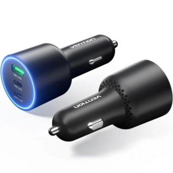 VENTION Three-Port USB C+C+A (100W+65W+36W) Car Charger Black ABS Type (FFPB0) (VENFFPB0)