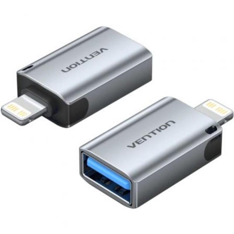 VENTION USB-A Female to Lightning Male OTG Adapter Gray Aluminum Alloy Type (CUCH0) (VENCUCH0)