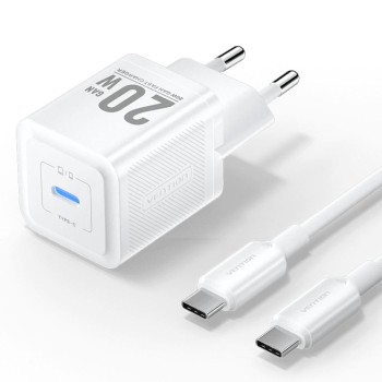 VENTION 1-Port USB-C GaN Charger (20W) with USB-C to Lightning Cable (1M) EU-Plug White (TZ-FEPW0-EU-02) (VENTZ-FEPW0-EU-02)