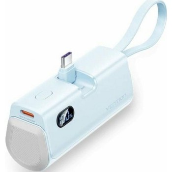 VENTION LED Display 4800mAh Power Bank (USB-C + Lightning + USB-C) 22.5W Blue Foldable USB-C Type (FHQL0) (VENFHQL0)