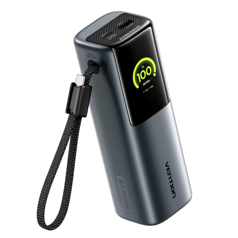 VENTION 20000mAh Power Bank (USB-C + USB-C/USB-C/USB-A) 165W Gray TFT Display Type (FKFH0) (VENFKFH0)