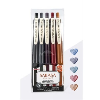 Zebra Sarasa Clip Vintage II Gel Pen 0.5 Mix (ZB-69421) (ZEB69421)