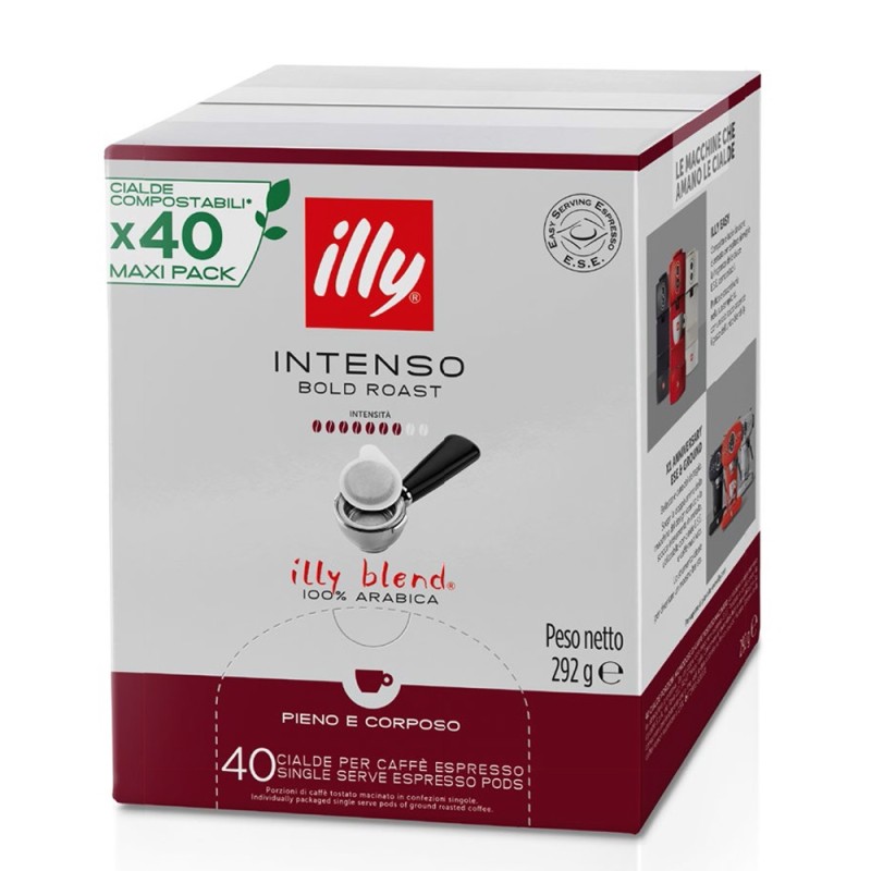 illy Intenso (Dark Roast) ESE Coffee Pods 44mm Box of 40 (A130) (ILLA130)