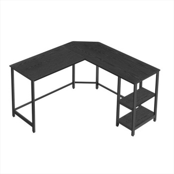 Vasagle Γωνιακό Mεταλλικό γραφείο 138 x 138 x 75 cm  Χρώματος Μαύρο με υφή Ξύλου (LWD072B56) (VASLWD072B56)