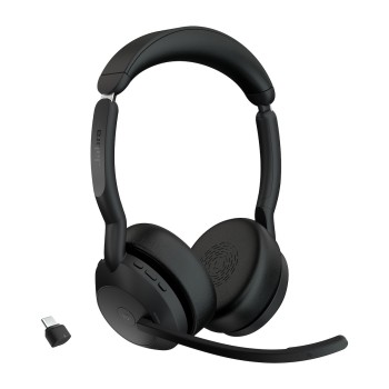 JABRA Evolve2 55 Wireless Stereo Headset MS USB-C Link 380c Black (25599-999-899) (JAB25599-999-899)