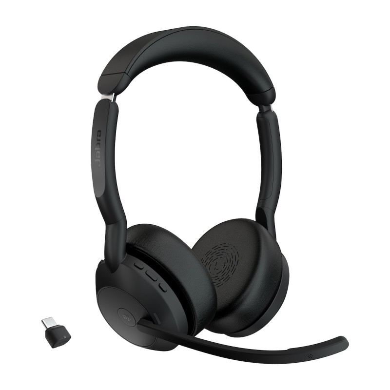 JABRA Evolve2 55 Wireless Stereo Headset MS USB-C Link 380c Black (25599-999-899) (JAB25599-999-899)