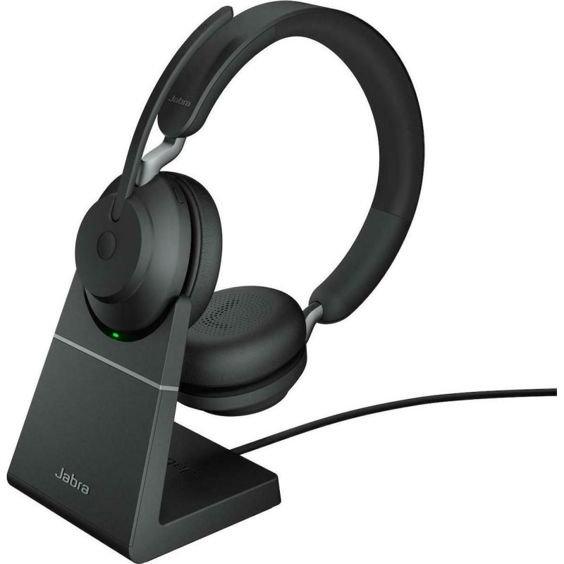 JABRA Evolve2 65 Wireless Stereo Headset UC USB-A Link 380a with Charging Stand Black (26599-989-989) (JAB26599-989-989)