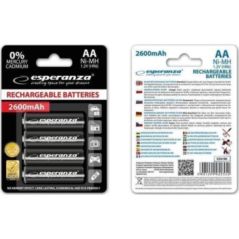 Esperanza Rechargeable Batteries Aa 2600mah 4p (EZA106) (ESPEZA106)