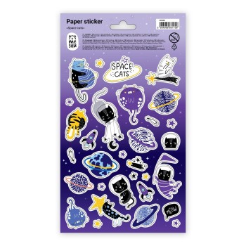 ΑΥΤΟΚΟΛΛΗΤΑ MESHU SPACE CATS (πακέτο 10 καρτέλες12χ21)