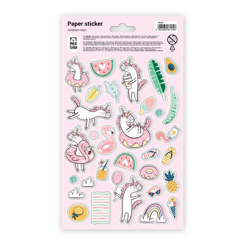 ΑΥΤΟΚΟΛΛΗΤΑ MESHU UNICORN (πακέτο 10 καρτέλες12χ21)