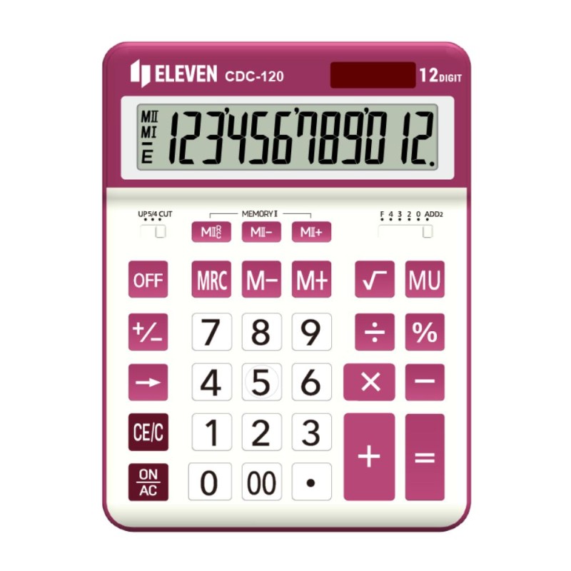 ΚΟΜΠΙΟΥΤΕΡ ELEVEN  CDC 120-WH/RD ΛΕΥΚΟ-ΦΟΥΞΙΑ (12 ψηφία) 206x155x35mm