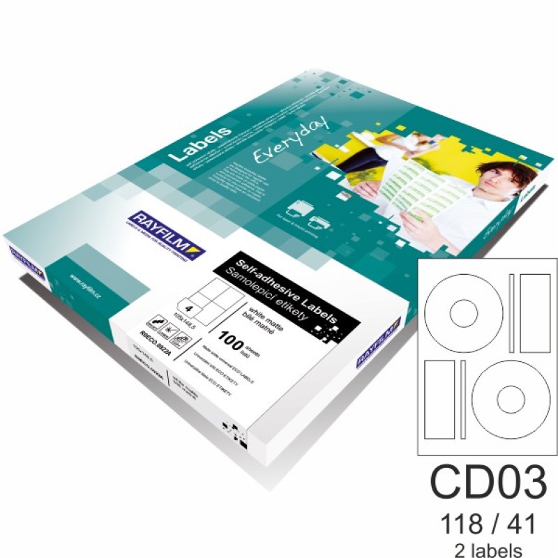 ΕΤΙΚΕΤΕΣ RAYFILM ECO Α4 CD 118/41mm 100φ.