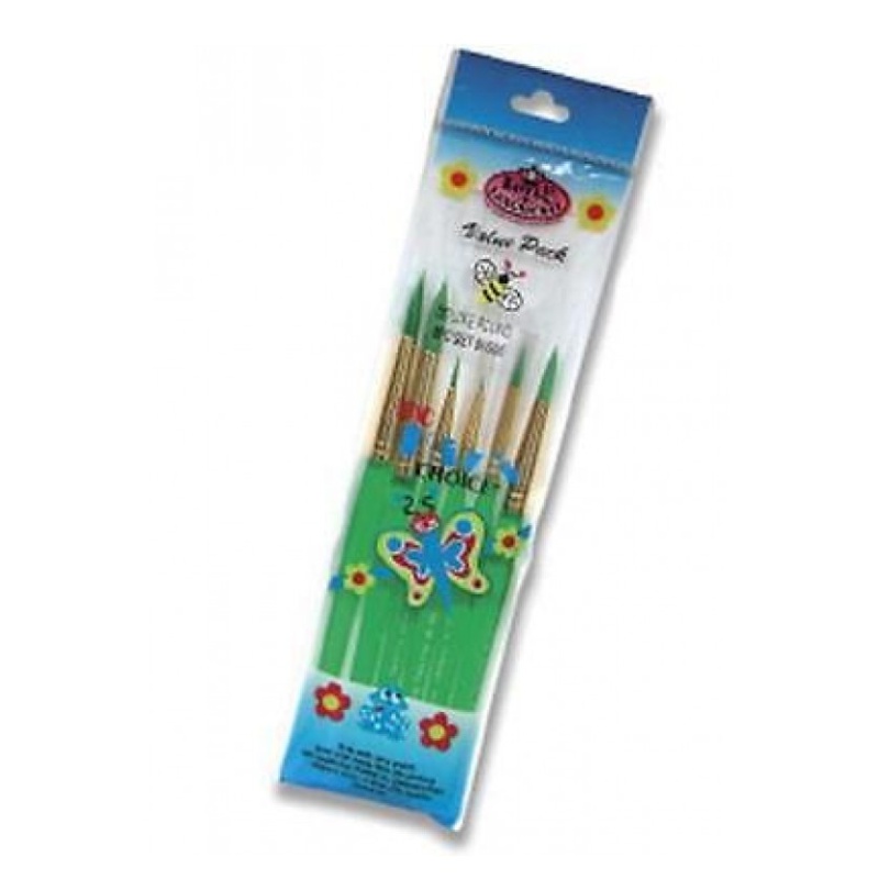 ΠΙΝΕΛΑ ΣΧΟΛΙΚΑ ΣΤΡΟΓΓΥΛΑ DELUXE  ΣΕΤ 6 τεμ. (πράσινα)