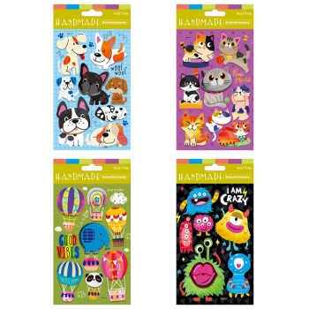 ΑΥΤΟΚΟΛΛΗΤΑ ΑΝΑΓΛΥΦΑ ΦΟΥΣΚΩΤΑ HANDMADE (4 σχέδια ασορτι)