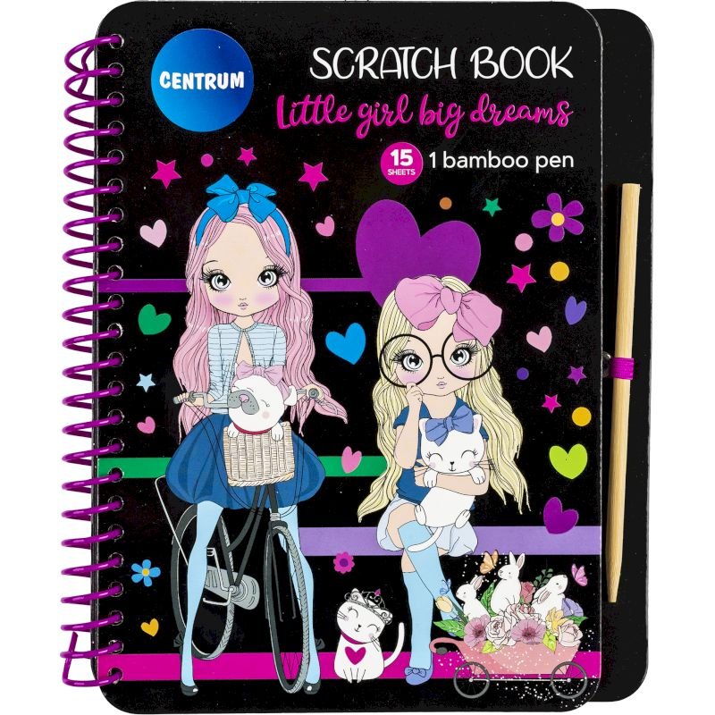 ΒΙΒΛΙΑ ΖΩΓΡΑΦΙΚΗΣ CENTRUM SCRATCH BOOK GIRLS ( 15 sheets+1 bamboo pen)