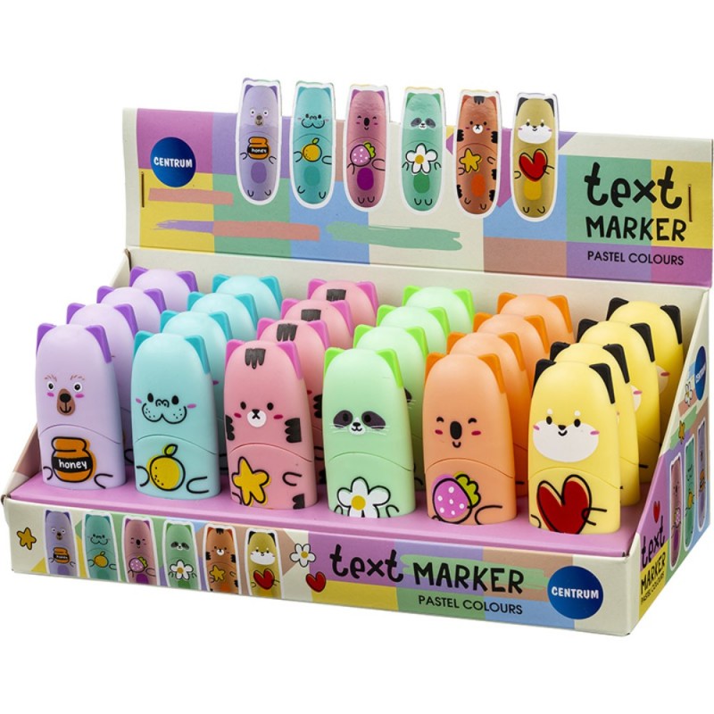 ΜΑΡΚΑΔΟΡΟΙ CENTRUM ΥΠΟΓΡΑΜΜΙΣΗΣ PASTEL ΜΙΝΙ CAT (σε stand 24τεμ)