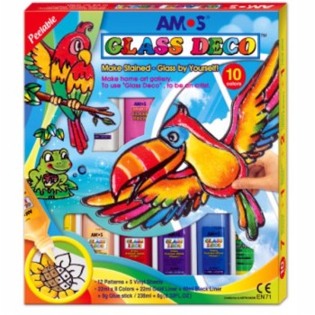 ΧΡΩΜΑΤΑ AMOS GLASS DECO ΣΕΤ ΤΩΝ 10 22ml