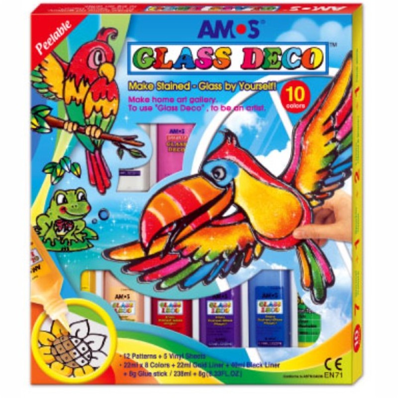 ΧΡΩΜΑΤΑ AMOS GLASS DECO ΣΕΤ ΤΩΝ 10 22ml