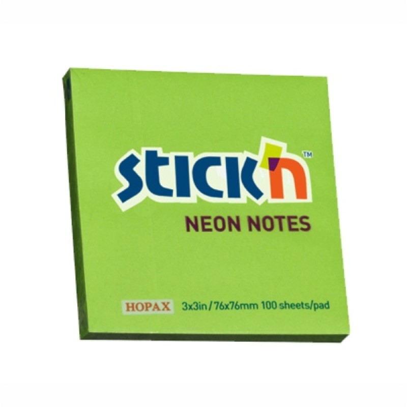 ΧΑΡΤΑΚΙΑ Stick'N NEON ΠΡΑΣΙΝΟ 76Χ76 100Φ