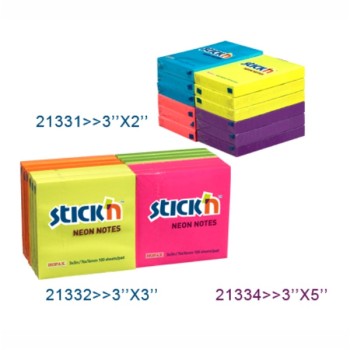 ΧΑΡΤΑΚΙΑ Stick'N NEON ΑΣΟΡΤΙ 4ΧΡΩΜ. 76Χ76 100Φ