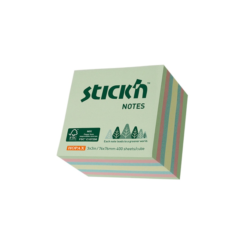 ΧΑΡΤΑΚΙΑ Stick'N ΚΥΒΟΣ PASTEL FSC 76Χ76 400Φ