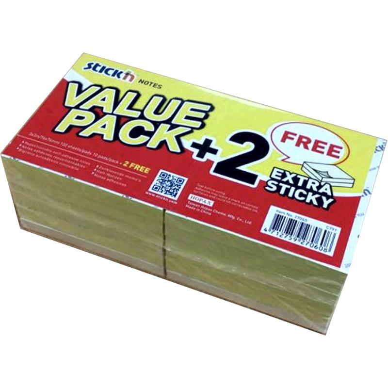 ΧΑΡΤΑΚΙΑ Stick'N NEON 76Χ76 100Φ 10τεμ.+2 extra sticky ΔΩΡΟ