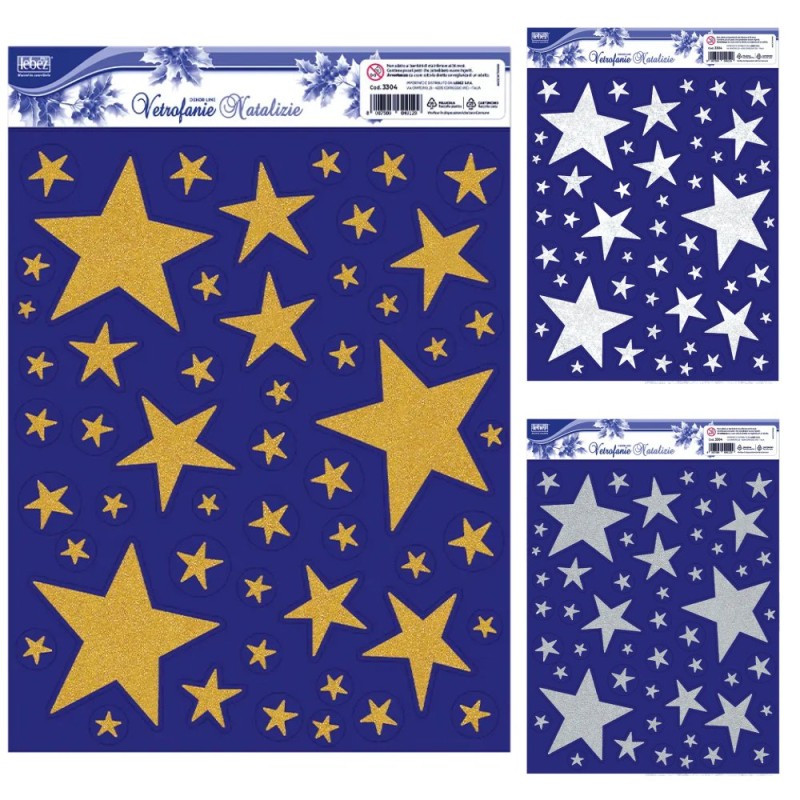 ΑΥΤΟΚΟΛΛΗΤΑ LEBEZ CHRISTMAS GLITTER ΑΣΤΕΡΙΑ WINDOW 30x37cm