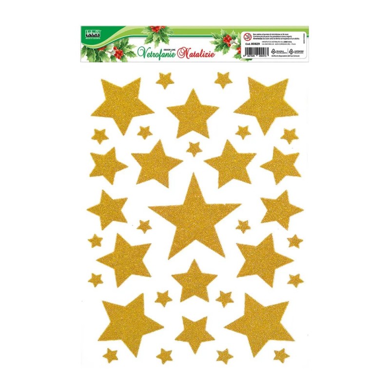 ΑΥΤΟΚΟΛΛΗΤΑ LEBEZ CHRISTMAS GLITTER WINDOW 20x27cm ΑΣΤΕΡΙΑ