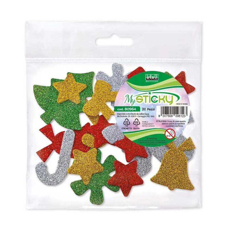ΑΥΤΟΚΟΛΛΗΤΑ LEBEZ ΑΦΡΩΔΕΣ ΣΧΕΔΙΑ GLITTER CHRISTMAS 20τεμ.