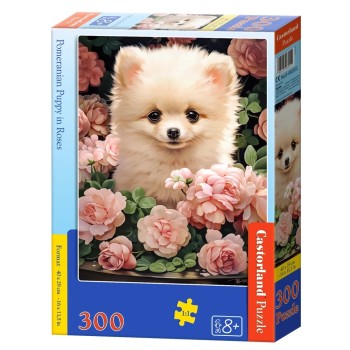 PUZZLE  CASTORLAND 300τεμ. Pomeranian Puppy in Roses