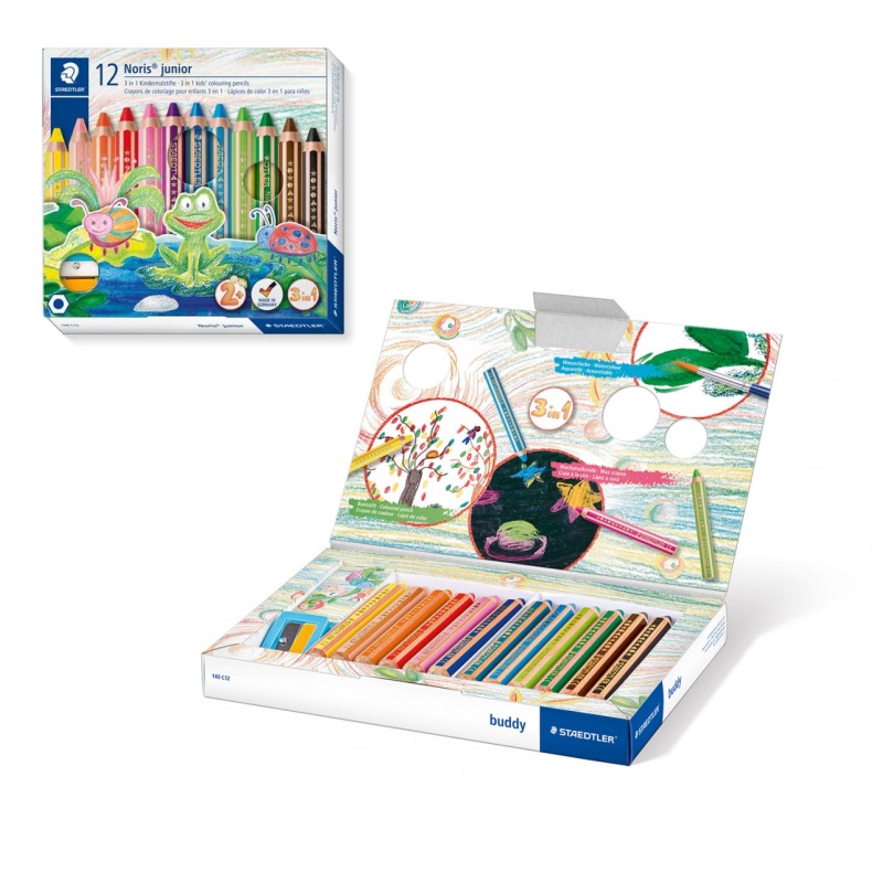 ΚΡΑΓΙΟΝ ΞΥΛΙΝΑ STAEDTLER NORIS JUNIOR 3 in 1 ΣΕΤ 12χρωμ. (2+) +ΞΥΣΤΡΑ