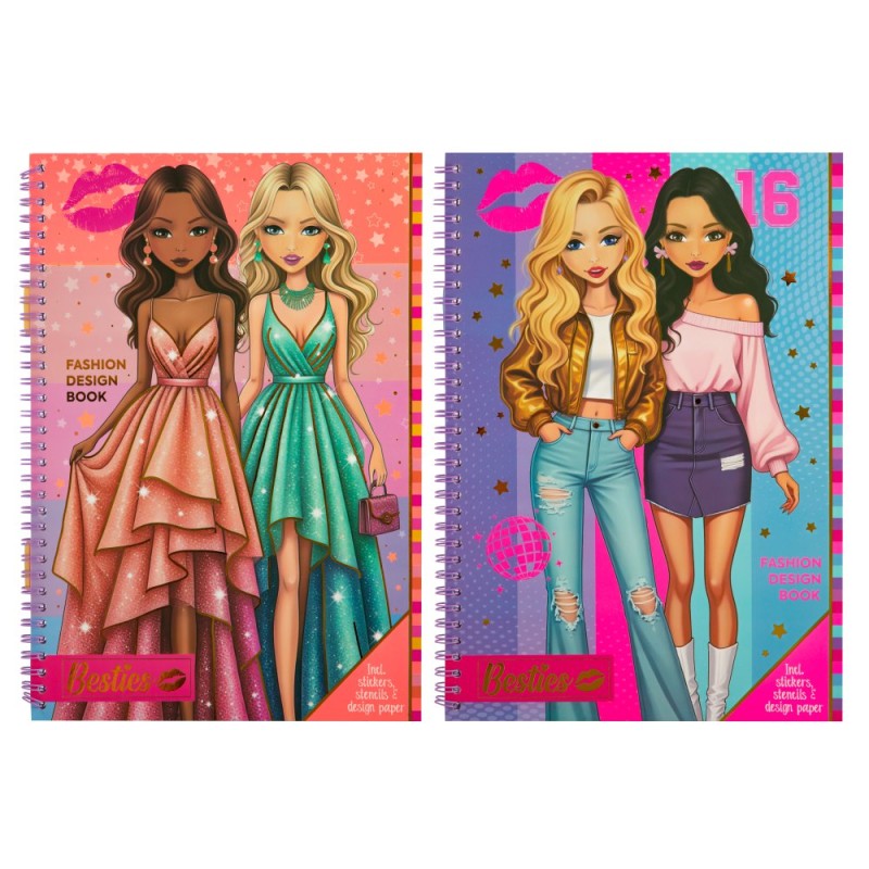 ΤΕΤΡΑΔΙΟ ΜΟΔΑΣ BESTIES Α4 ME ΑΥΤΟΚΟΛΛΗΤΑ & STENCILS (ντύνω την κοπέλα)
