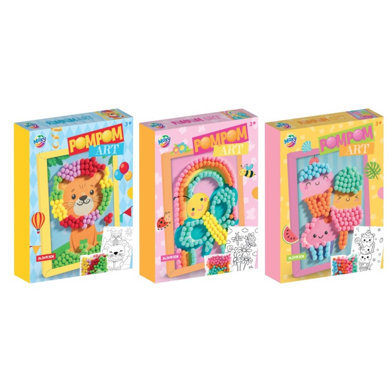 ΔΗΜΙΟΥΡΓΙΕΣ ΣΕ ΚΟΡΝΙΖΑ 26,5x19,5  ΜΕ POM POM(3σχέδια)