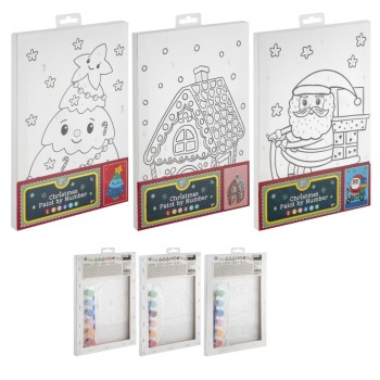 ΣΕΤ ΖΩΓΡΑΦΙΚΗΣ ΚΑΜΒΑΣ 20χ30 CHRISTMAS PAINTING BY NUMBER (3 σχέδια)