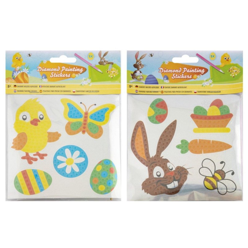 ΑΥΤΟΚΟΛΛΗΤΑ ΠΑΣΧΑΛΙΝΑ DIAMOND ΖΩΓΡΑΦΙΚΗΣ 5 τεμ.(2 σχέδια)