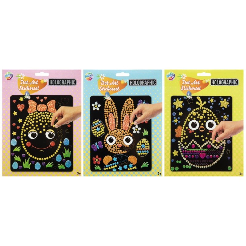 ΑΥΤΟΚΟΛΛΗΤΑ ΠΑΣΧΑΛΙΝΑ HOLOGRAPHIC DOT 22x18 CM (3 σχέδια)