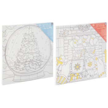 ΣΕΤ ΖΩΓΡΑΦΙΚΗΣ ΚΑΜΒΑΣ 30χ30 2 ΣΧΕΔΙΑ CHRISTMAS PAINTING (με 6 μαρκαδόρους)