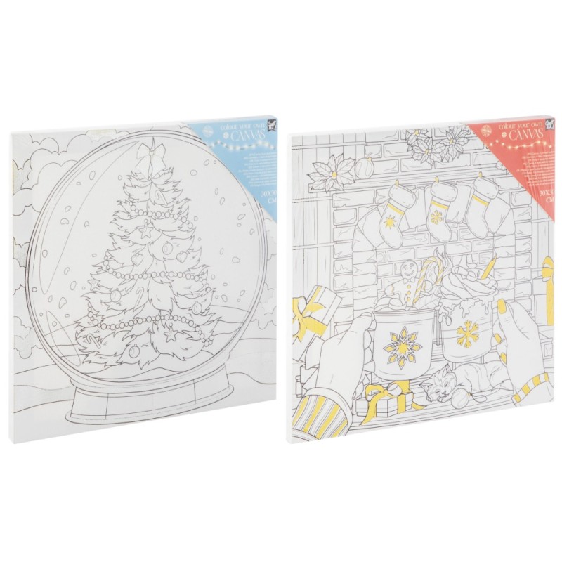 ΣΕΤ ΖΩΓΡΑΦΙΚΗΣ ΚΑΜΒΑΣ 30χ30 2 ΣΧΕΔΙΑ CHRISTMAS PAINTING (με 6 μαρκαδόρους)