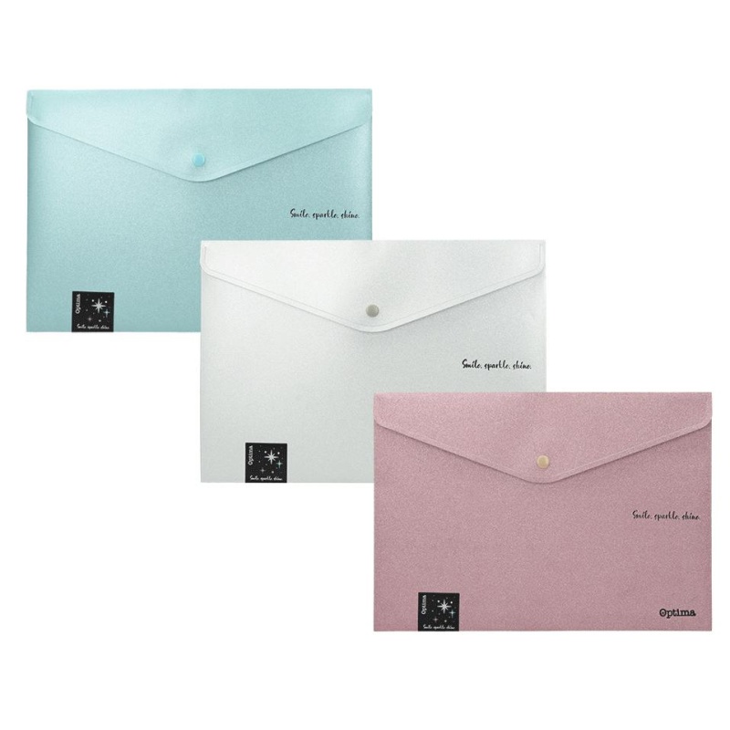 ΦΑΚΕΛΟΣ PP OPTIMA GLITTER  ΚΟΥΜΠΙ 24Χ33 ΣΕΤ 12τεμ. ασορτί