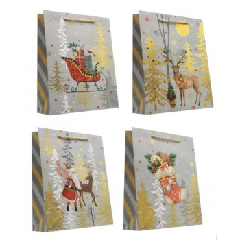 ΤΣΑΝΤΕΣ ΔΩΡΩΝ CHRISTMAS METALLIC 26χ32χ12cm