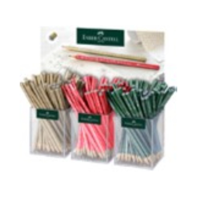 ΜΟΛΥΒΙΑ F.CASTELL SPARKLE ΝΕΑ STAND 144τεμ.(χρυσό-κόκκινο-πράσινο)