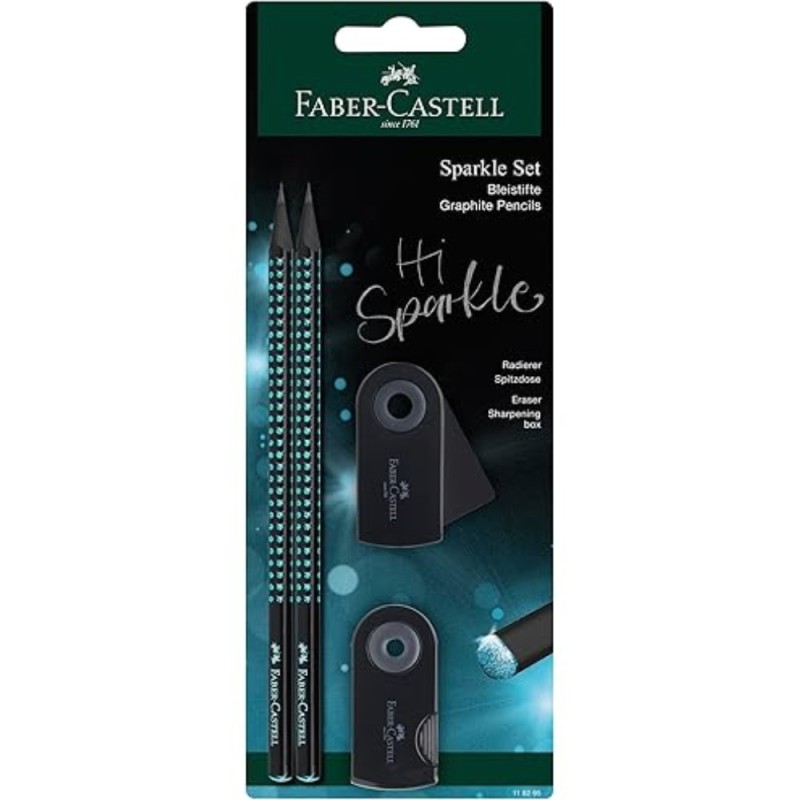 ΣΕΤ F.CASTELL SPARKLE  MIDNIGHT 2 ΜΟΛΥΒΙΑ +ΓΟΜΑ+ΞΥΣΤΡΑ (μπλε)