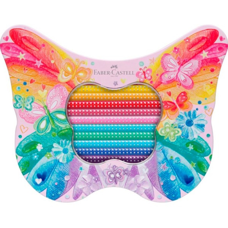 ΚΡΑΓΙΟΝ ΞΥΛΙΝΑ F.CASTELL SPARKLE 20 χρωμ.PASTEL (μεταλλική κασετίνα πεταλούδα)