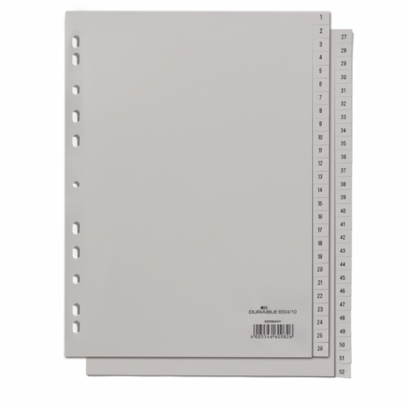 ΕΥΡΕΤΗΡΙΑ ΚΛΑΣΕΡ ΠΛΑΣΤΙΚΑ DURABLE ΑΡΙΘΜΩΝ ΓΚΡΙ 1-52