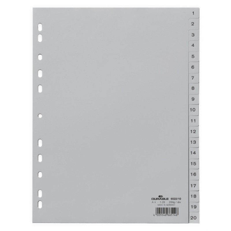 ΕΥΡΕΤΗΡΙΑ ΚΛΑΣΕΡ ΠΛΑΣΤΙΚΑ DURABLE ΑΡΙΘΜΩΝ 1-20