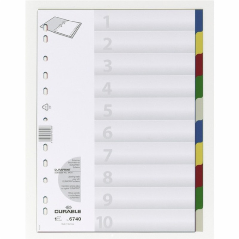 ΔΙΑΧΩΡΙΣΤΙΚΑ ΚΛΑΣΕΡ ΠΛΑΣΤΙΚΑ DURABLE ΣΕΤ ΤΩΝ 10χρωμ.