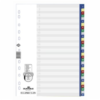 ΕΥΡΕΤΗΡΙΑ ΚΛΑΣΕΡ ΠΛΑΣΤΙΚΑ ΧΡΩΜΑΤΙΣΤΑ DURABLE ΑΡΙΘΜΩΝ 1-31