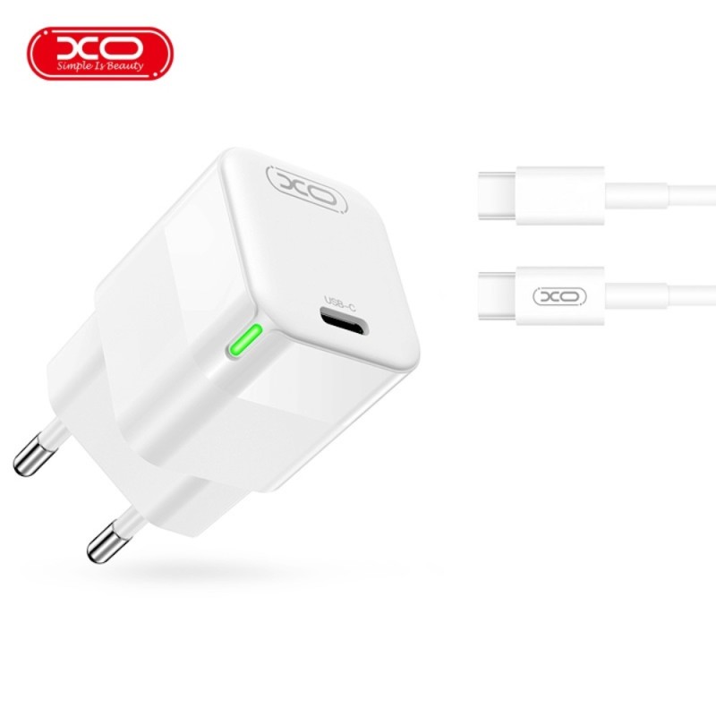 ΦΟΡΤΙΣΤΗΣ ΤΑΞΙΔΙΟΥ XO CE06 PD 30W + ΚΑΛΩΔΙΟ USB C-USB C WHITE